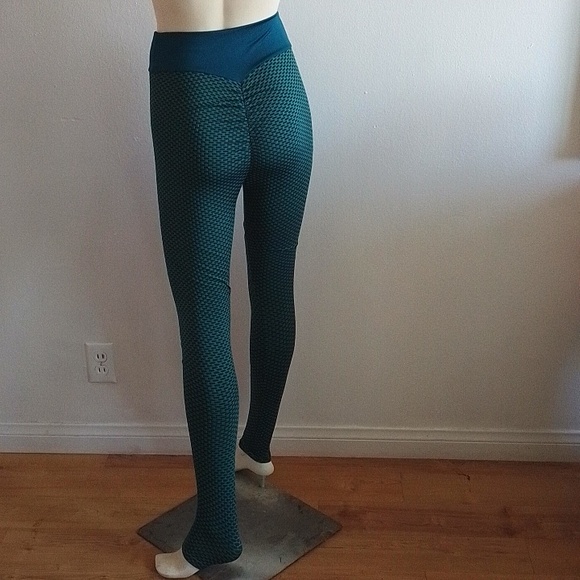Teal Honeycomb Leggings - Picture 1 of 4
